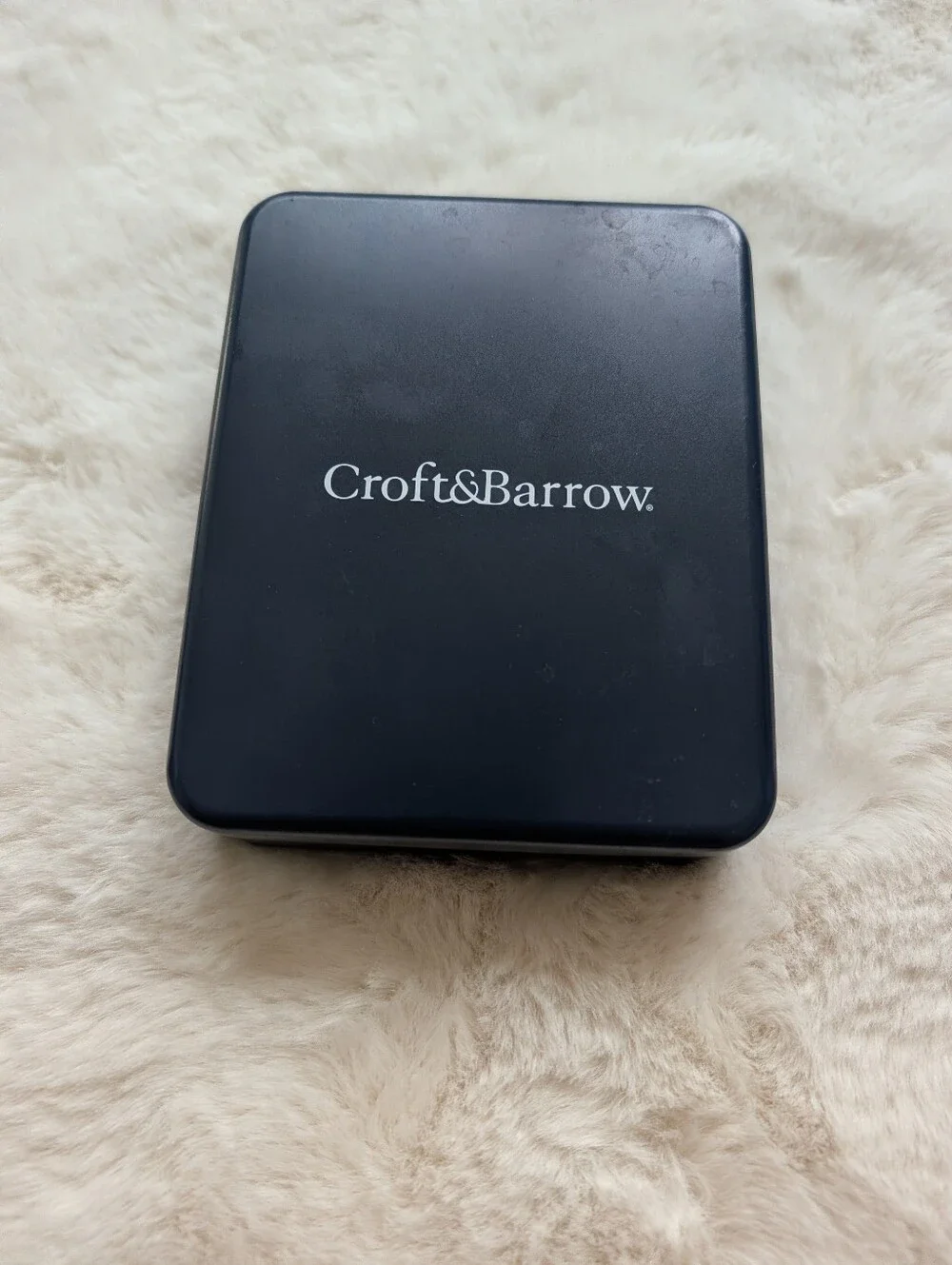 Croft & Barrow Black Genuine Leather Flip Trifold Wallet in Tin